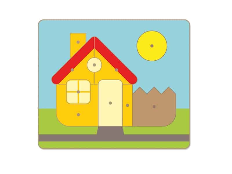 Puzzle en Bois Bouton — Maison — jouet éducatif pour enfants