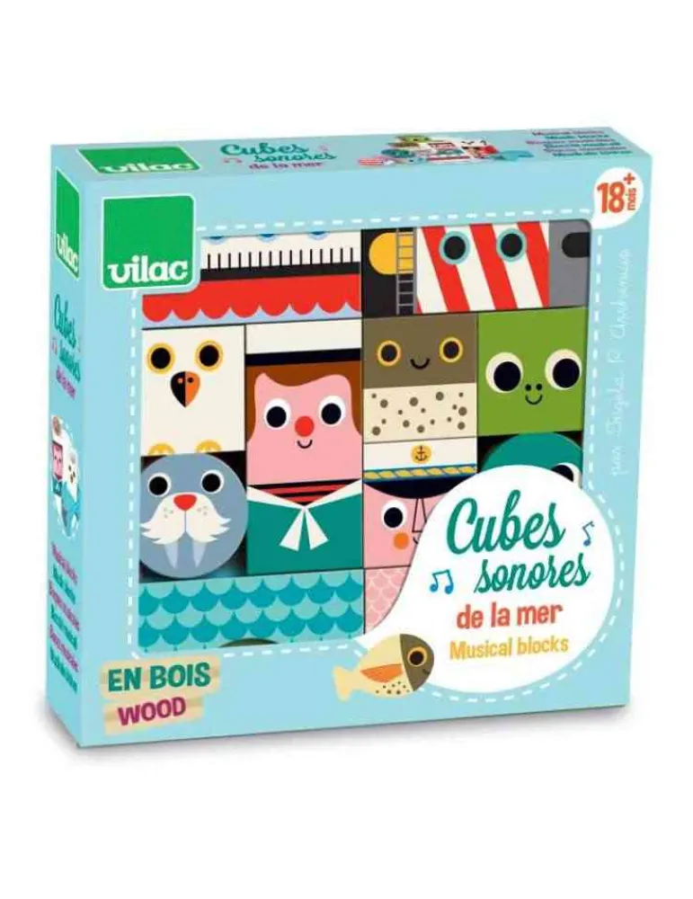 Vilac Cubes sonores de la mer - - jouet d'éveil en Bois Sale
