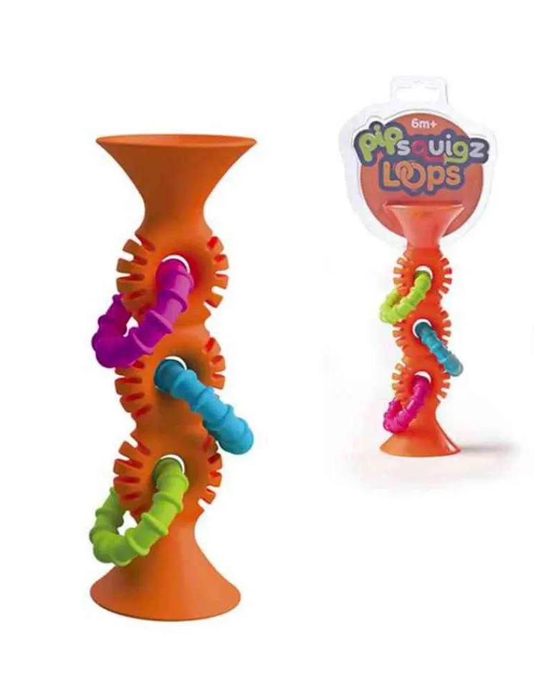 Fat Brain Toys Hochet Pip Squigz Loops orange - - Jeu d'éveil Hot