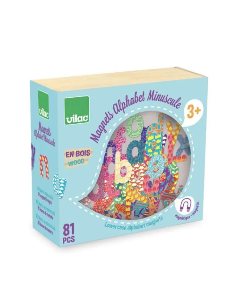 Vilac Magnets Alphabets Minuscule 81 pièces - - Jouet en Bois Éducatif Online