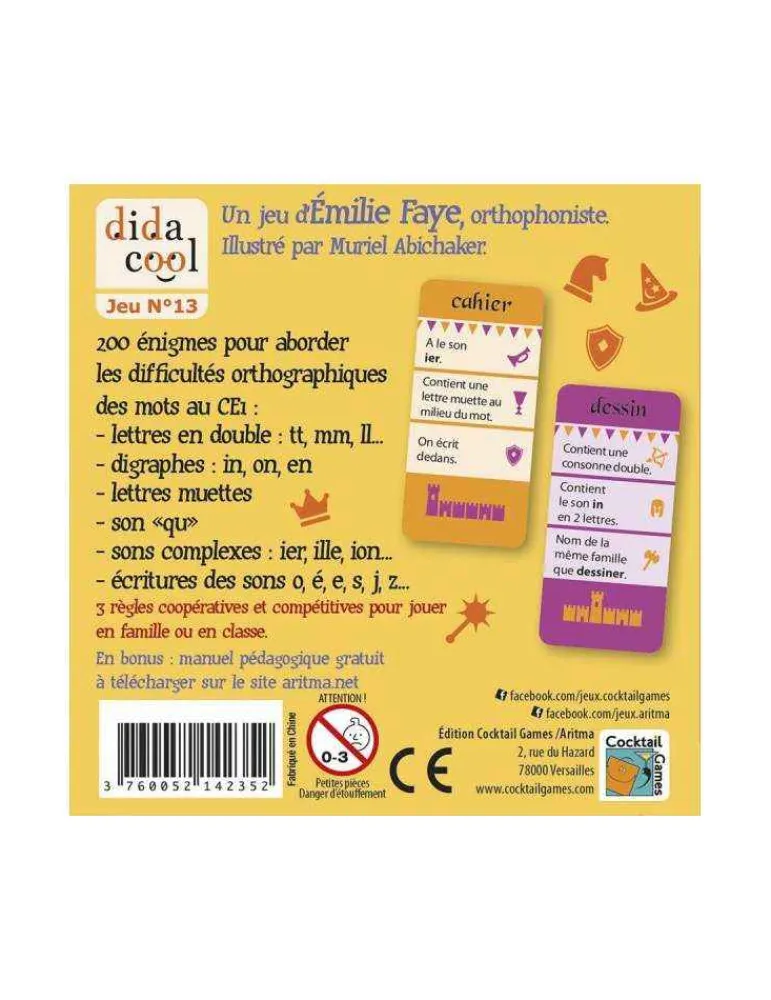 Cocktail Games Orthodingo CE1 - Dida Cool - Jeu Éducatif de Français New