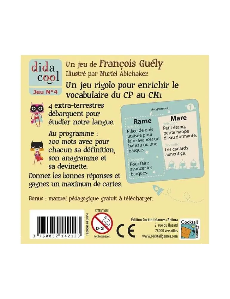 Cocktail Games Vocadingo CP CM1 - Dida Cool - Jeu Éducatif de Français Store